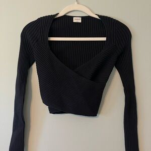 Abercrombie & Fitch LuxeLoft Black Sweater Wrap Top (xs)